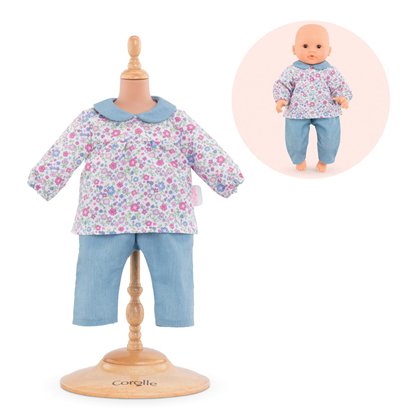 Picture of Flowered Blouse and Pant Outfit for 12 Inch Baby Doll