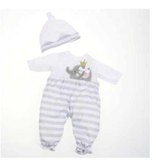 Picture of Berenguer Boutique - Gray/White Striped Outfit - Fits 14-18 "