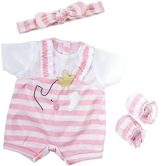 Picture of Berenguer Boutique - Pink/White Striped Overall Outfit - Fits 14-18 "