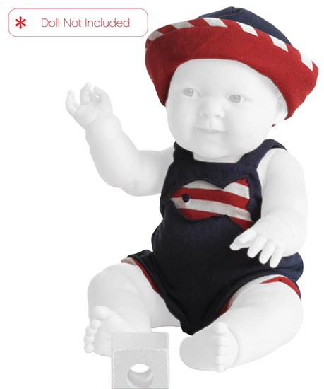 Picture of Berenguer Boutique - Red/White/Blue Onsie with Hat - Fits 14-18 " - copy