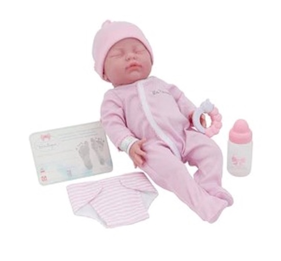 Picture of La Newborn - 17-inch Retro All Vinyl in Pink -Closed Eyes - w/accessories
