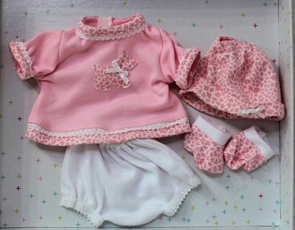 Picture of Nines d Onil - 2 Peice Outfit with Booties and Hat - Fits up to 16inches - Pinnk/White