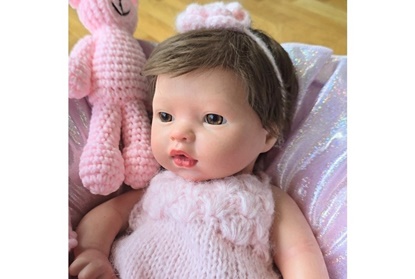 Picture of Silicone Baby Reborn - "Iris" - Real Girl - Brown Hair/Brown Eyes