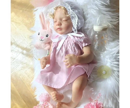 Picture of Silicone Vinyl Baby Reborn - "Elena" - Real Girl - Closed Eyes