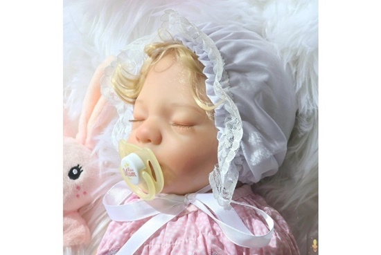 Picture of Silicone Vinyl Baby Reborn - "Elena" - Real Girl - Closed Eyes