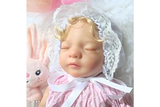 Picture of Silicone Vinyl Baby Reborn - "Elena" - Real Girl - Closed Eyes