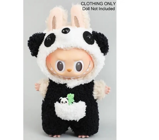 Picture of 2-Piece Fuzzy Panda Outfit-Fits Labubu dolls 6-7 inches (17 cm)