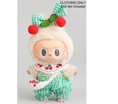 Picture of Cherry Themed Outfit with Bow-Outfit only - Fits 6–7-inch (17 cm) Labubu Dolls