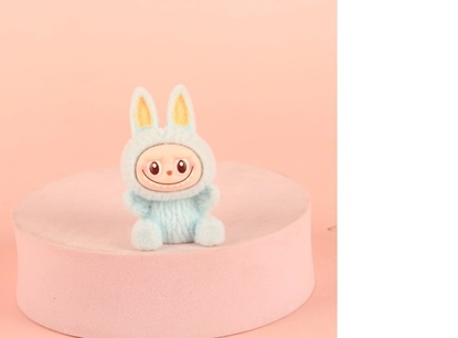 Picture of Flocked Mini Labubu Figurines-Desktop Buddies -Light Blue