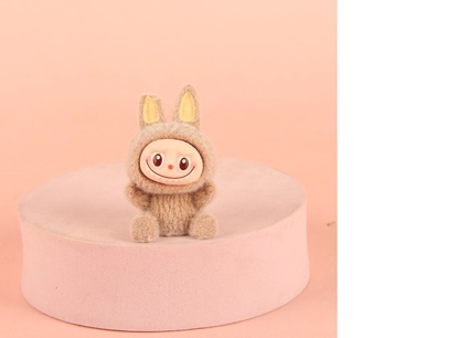 Picture of Flocked Mini Labubu Figurines-Desktop Buddies -Brown