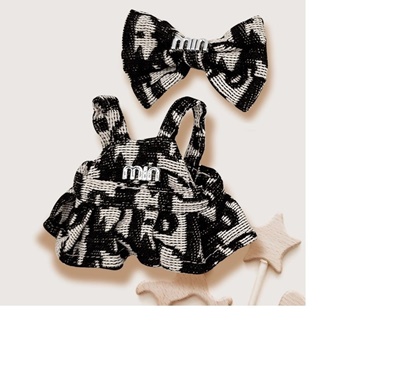 Picture of Black and White Chic Dress with Bow-Outfit only - Fits 6–7-inch (17 cm) Labubu Dolls