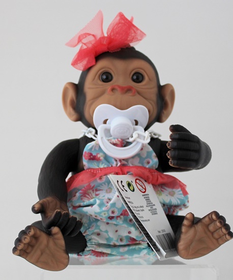 Picture of Baby Monkey-Blue Floral Outfit with Pink Bow