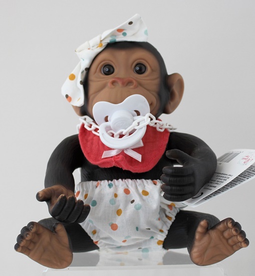 Picture of Baby Monkey-White Bottoms with Matching Bow and Pink Bib - copy